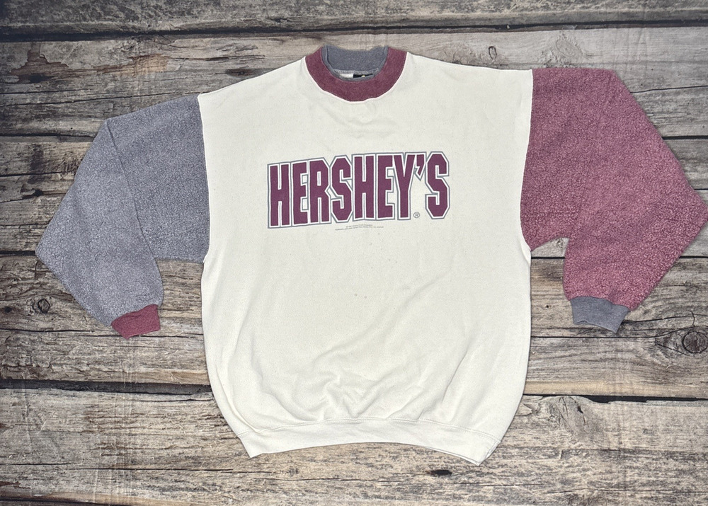 Vintage 90’s Hershey’s 2 Tone Color Block Crewneck Sweatshirt Mens Medium